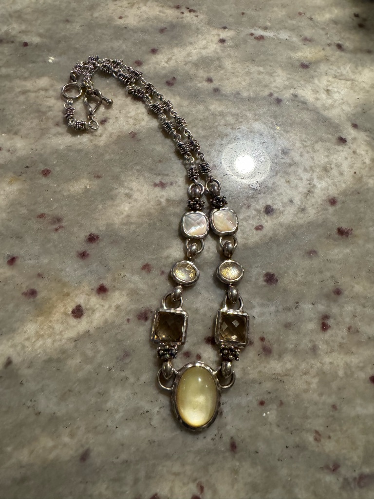 Michael Dawkins Sterling Silver Multi-Stone Yellow Pendant Necklace